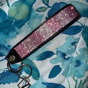 Pink Rhinestone Keychain Wristlet